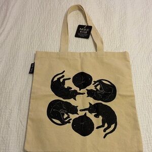NWT Bird Mafia Cat Print Canvas Tote Bag